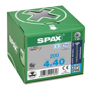 Spax T-Star Plus flat CSK A2 stainless steel 4.0 x 40mm T20 - Image 1