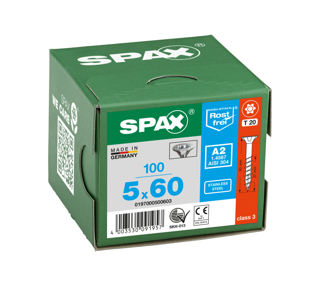 Spax T-Star Plus flat CSK A2 stainless steel 5.0 x 60mm T20 - Image 1