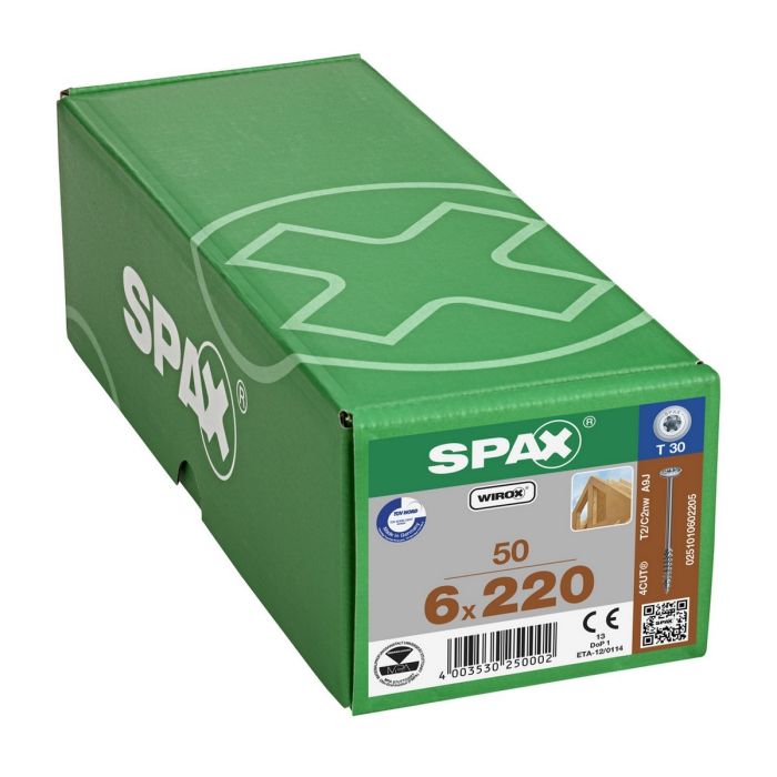 Spax T-Star Plus washer-head Wirox coated 6.0 x 220mm T30 - Image 1
