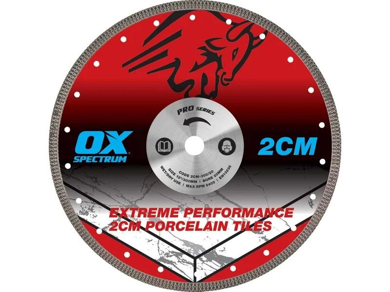 OX Pro 2CM Porcelain Cutting Blade - 300/20mm - Image 1