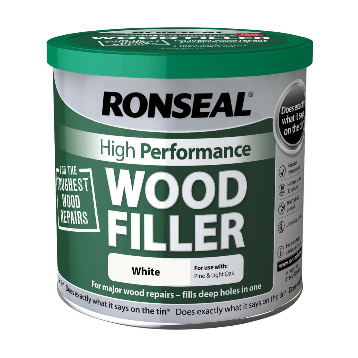 Ronseal High Performance Wood Filler - White 550g - Image 1