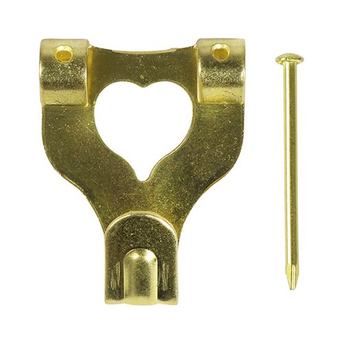 Picture Hook And Nails - E/Brass No3 Double - Image 1
