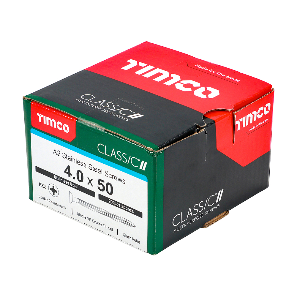 Classic Screws 4.0 x 50mm Box 200 Stainless Steel - Image 1