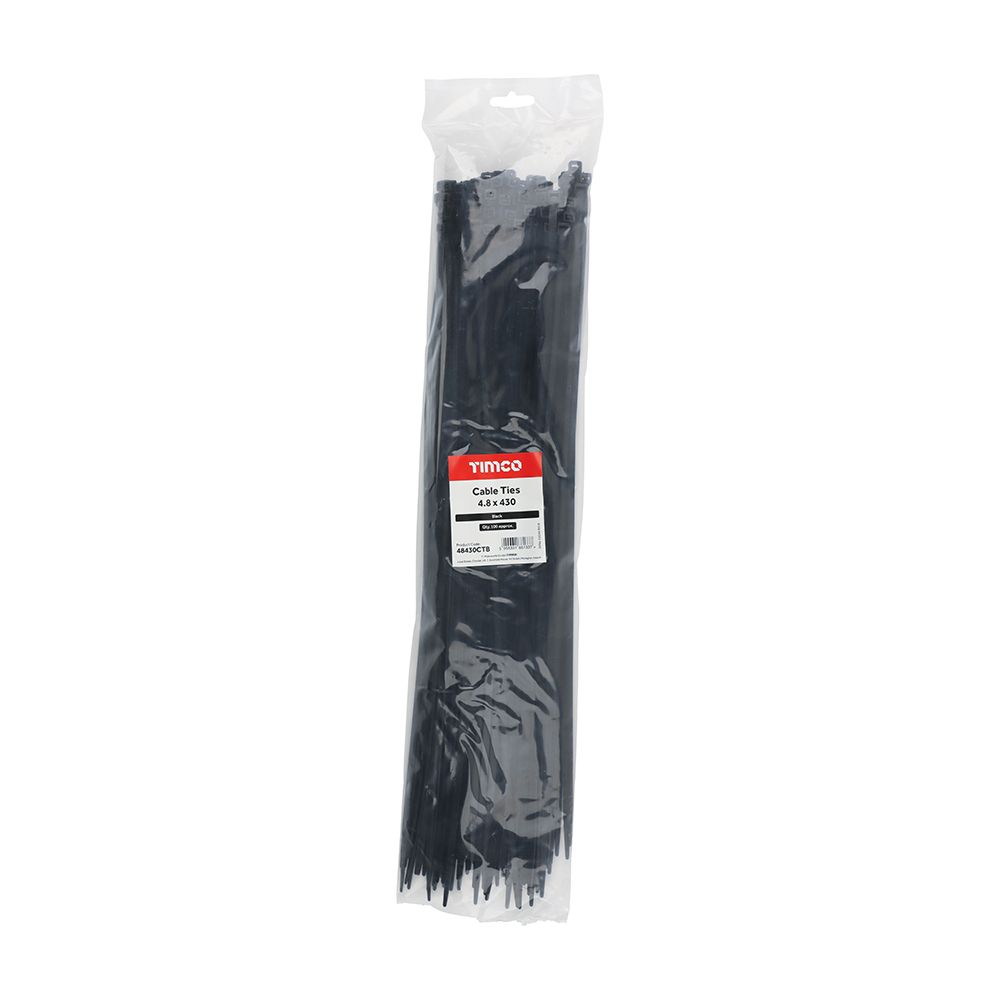Timco Cable Tie - Black 4.8 x 430mm (100 pk) - Image 1