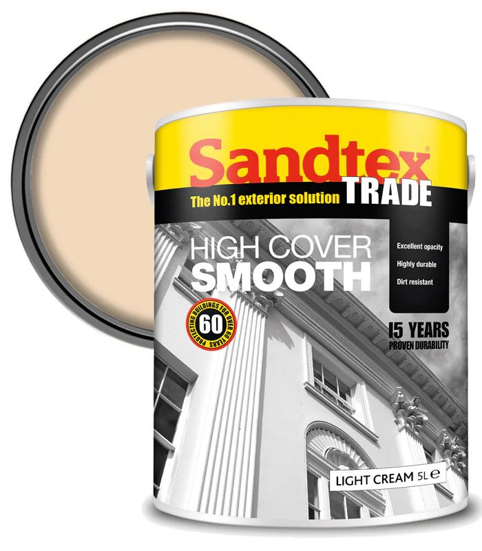 Sandtex Highcover Smooth Light Cream 5L - Image 1