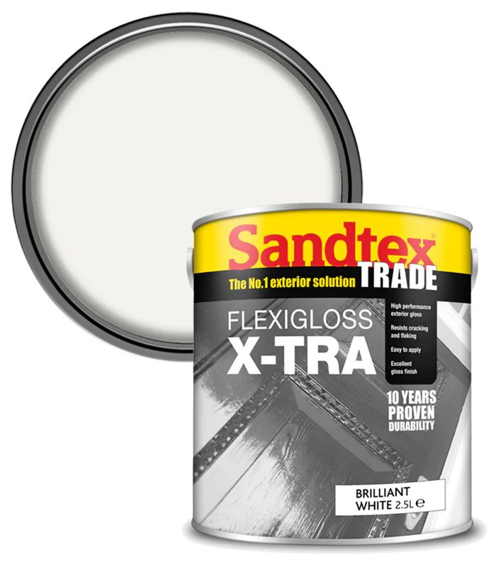Sandtex Flexigloss X-Tra Brilliant White 2.5L - Image 1
