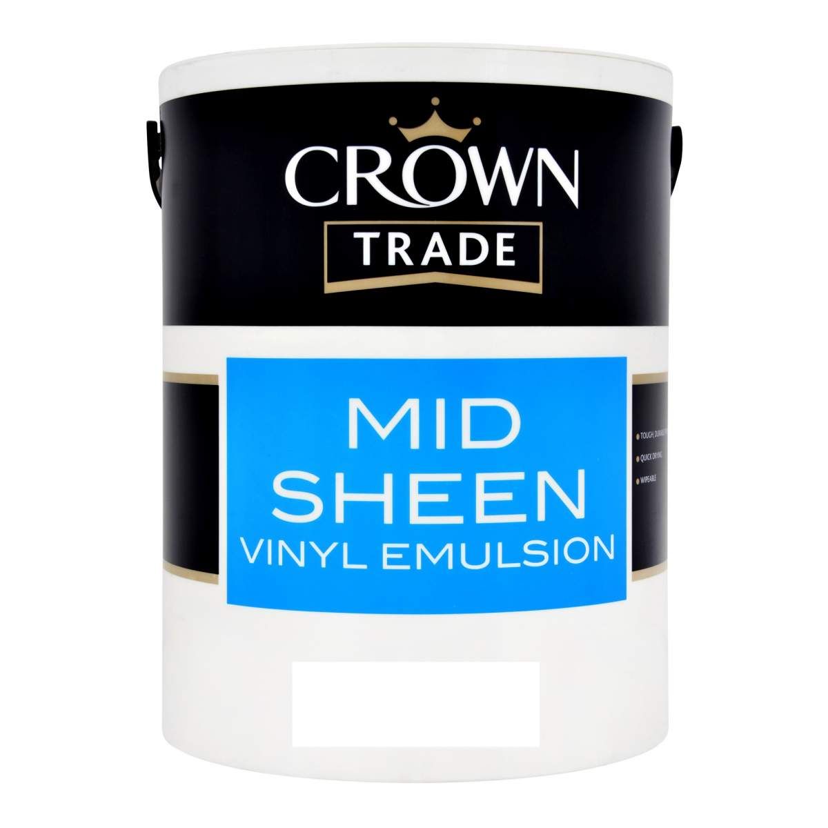 Crown Trade Mid Sheen Emulsion Brilliant White 5L - Image 1