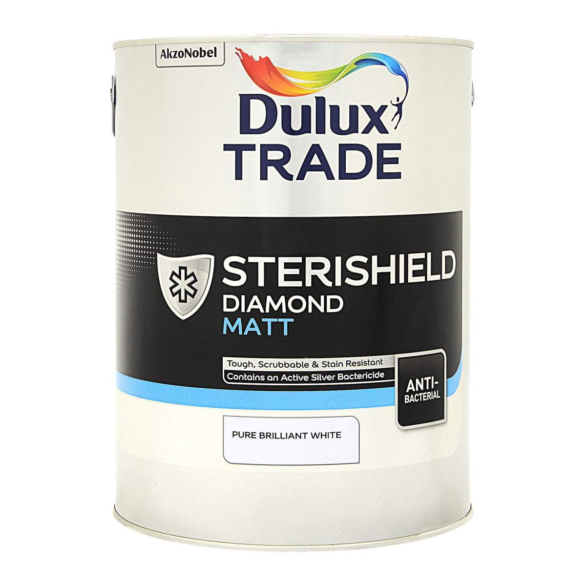 Dulux Trade Sterishield Diamond Matt Pure Brilliant White 5L - Image 1