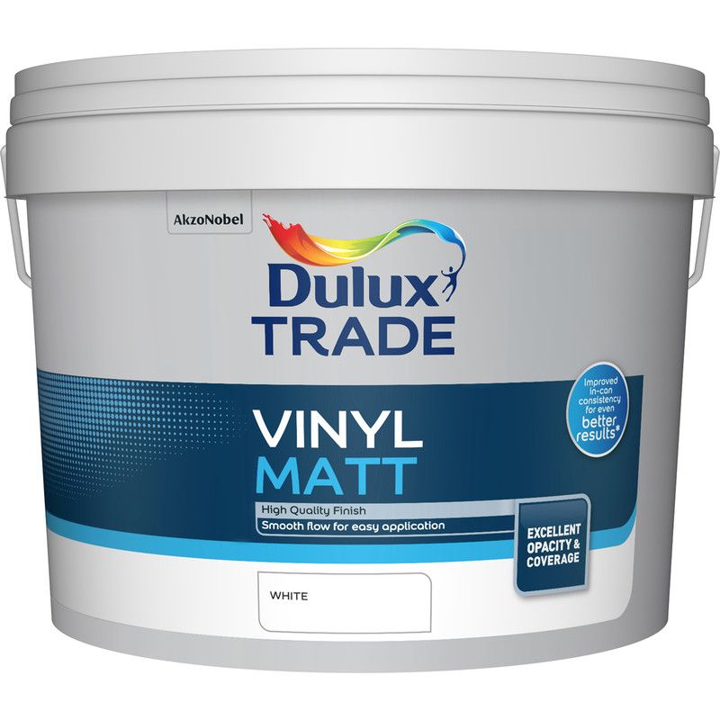 Dulux Trade Vinyl Matt White 10L - Image 1