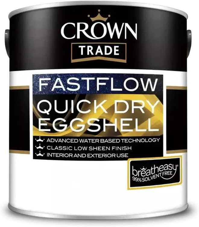 Crown Trade Fastflow Quick Drying Eggshell White 1L - Image 1