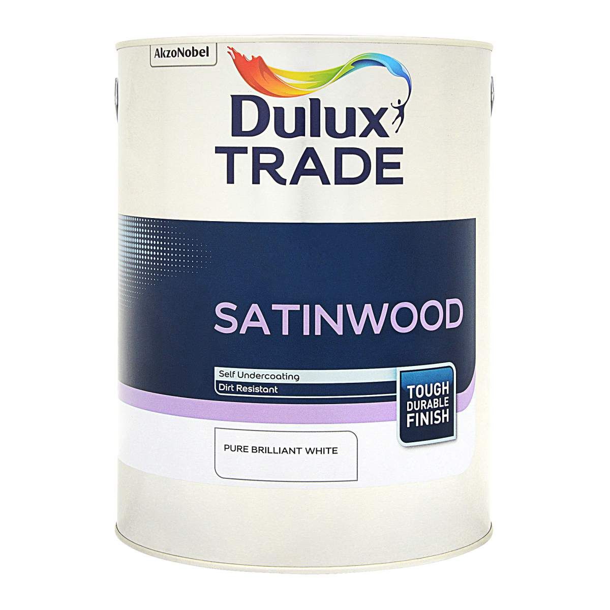 Dulux Trade Satinwood Pure Brilliant White 5L - Image 1