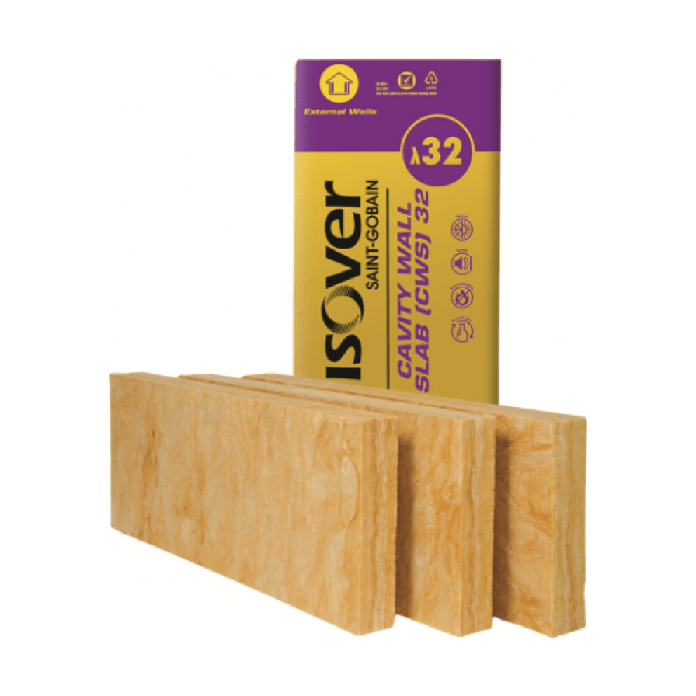 Isover Cavity Wall Slab (CWS) 32 100mm (3.28m2 Per Pack) - Image 1