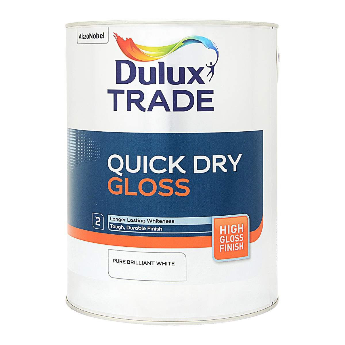 Dulux Trade Quick Dry Gloss Pure Brilliant White 5L - Image 1