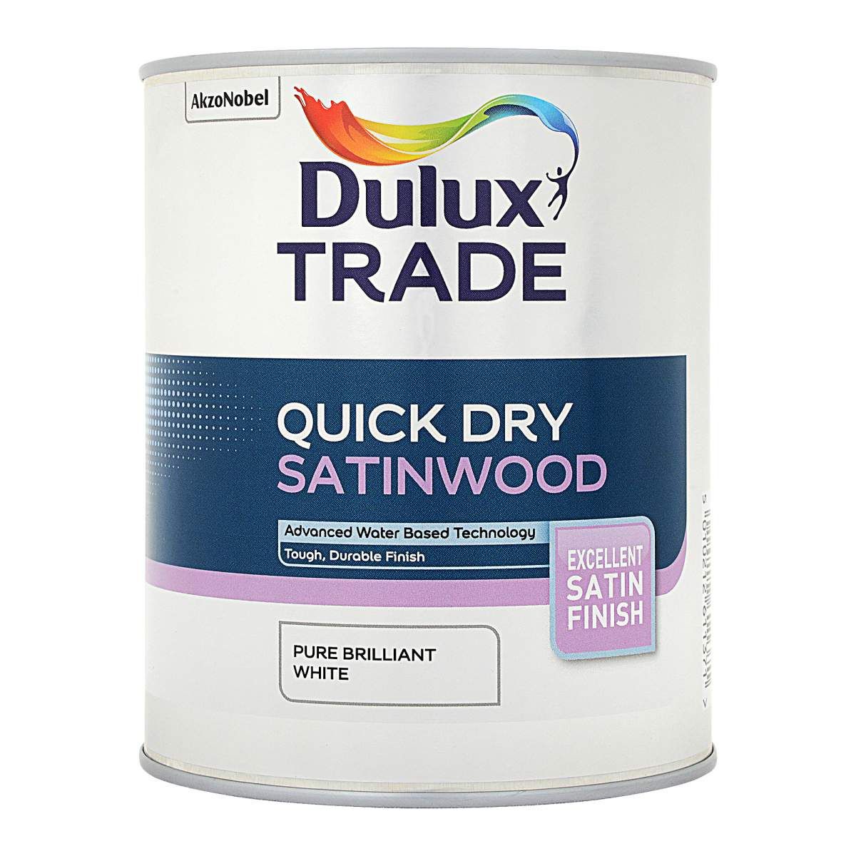Dulux Trade Quick Dry Satinwood Pure Brilliant White 1L - Image 1