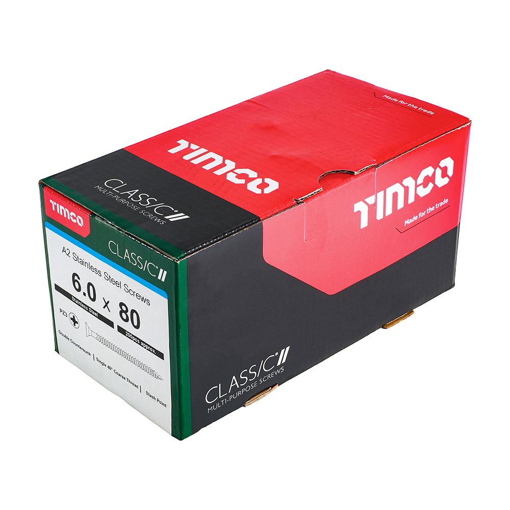 Classic Screws 6.0 x 80mm Box 200 S/S - Image 1