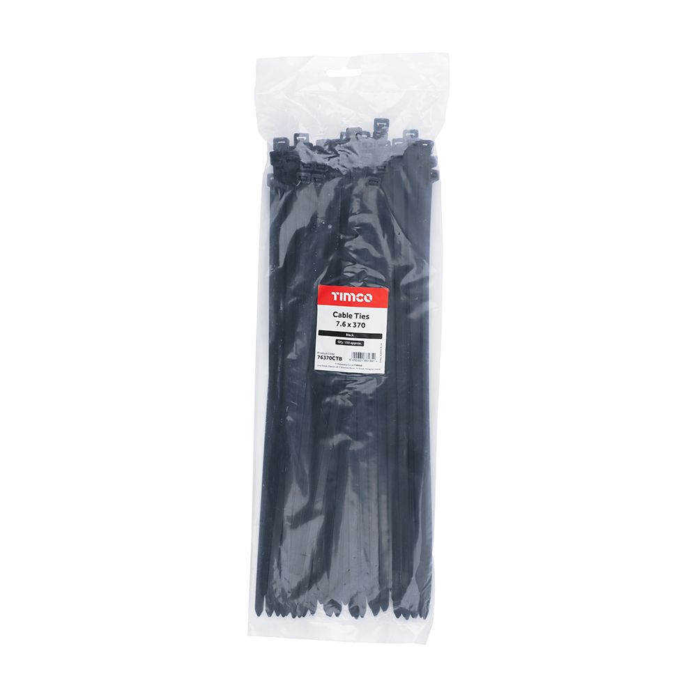 Timco Cable Tie - Black 7.6 x 370mm (100 pk) - Image 1