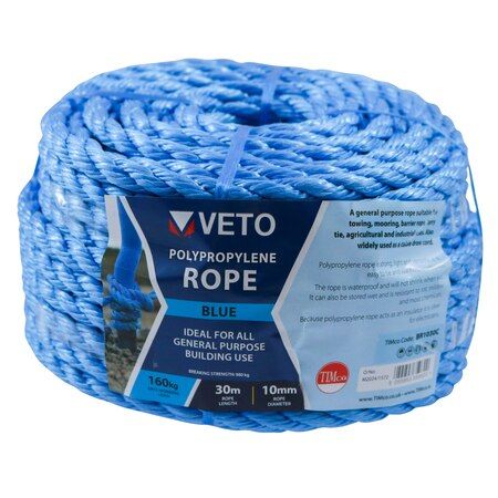 Timco Blue Poly Rope - Coil 10mm x 30M - Image 1