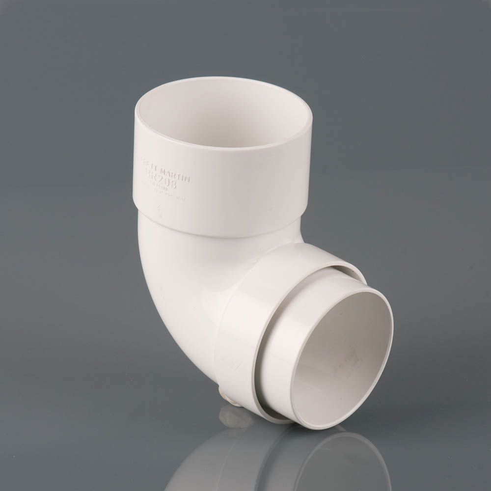 BR208A - 68mm Round Downpipe 92.5 Deg Bend - Arctic White - Image 1
