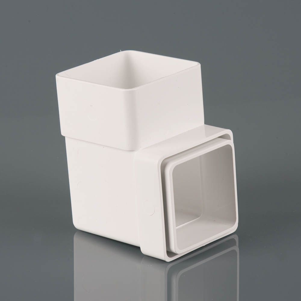BR508A - 65mm Square Downpipe 92.5 Deg Bnd - Arctic White - Image 1