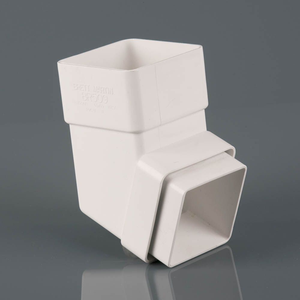 BR509A - 65mm Square D/Pipe 112.5 Deg Bend - Arctic White - Image 1