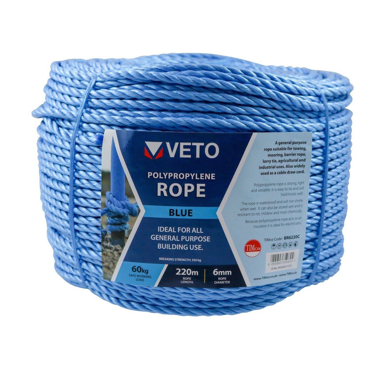 Timco Blue Poly Rope Long - Coil 6mm x 220M - Image 1