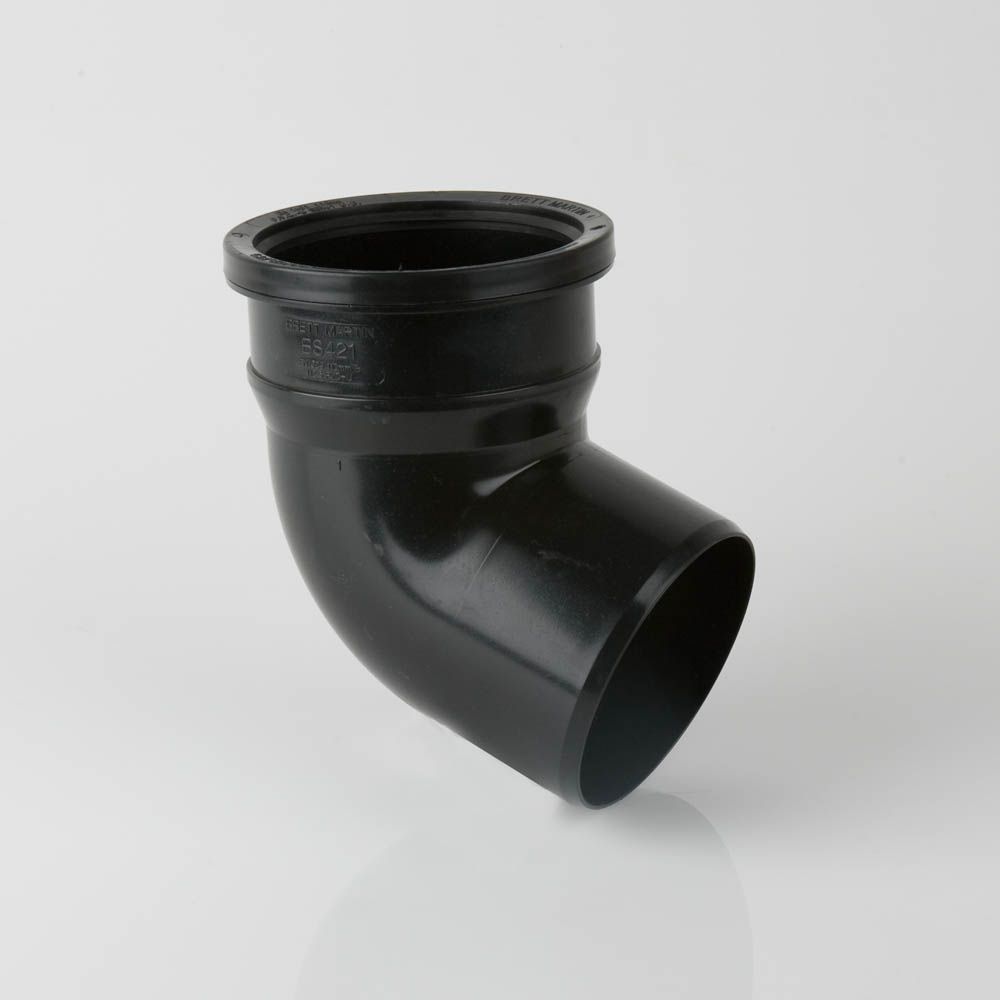 BS421B - Soil 110mm 112.5 Deg D/P S/S Bend Black - Image 1