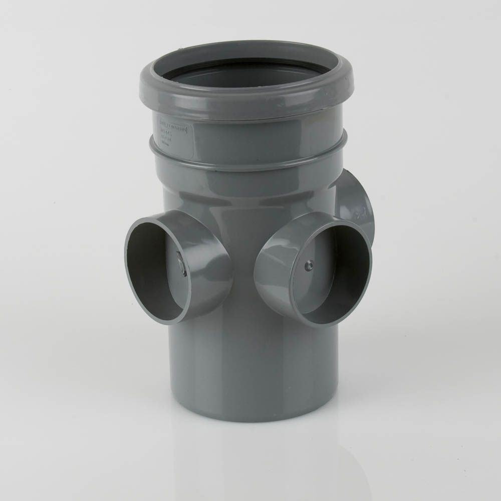 BS445G - Soil 110mm S/S Triple Boss Pipe Grey - Image 1