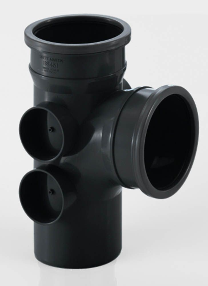 BS451B - 92.5 Deg Branch With 4 Bosses Black - Image 1
