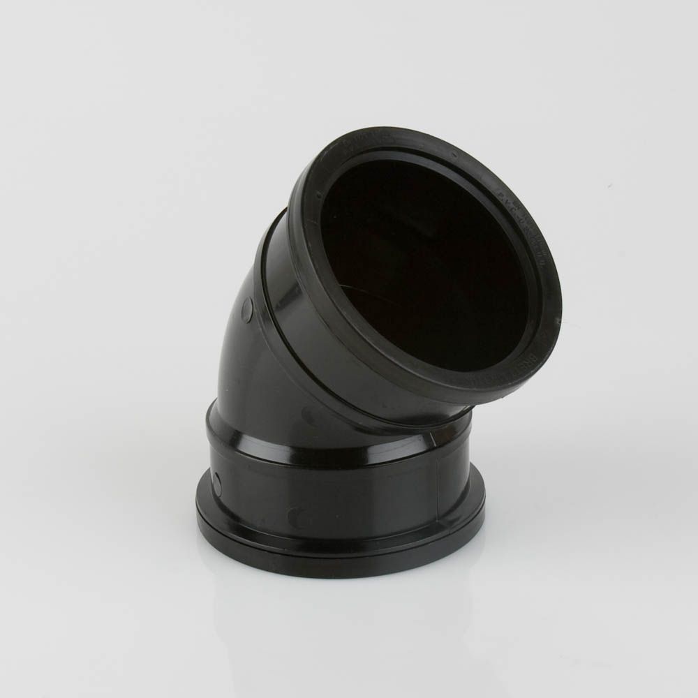 BS482B - 110mm Soil 135 Deg D/S Bend Black - Image 1