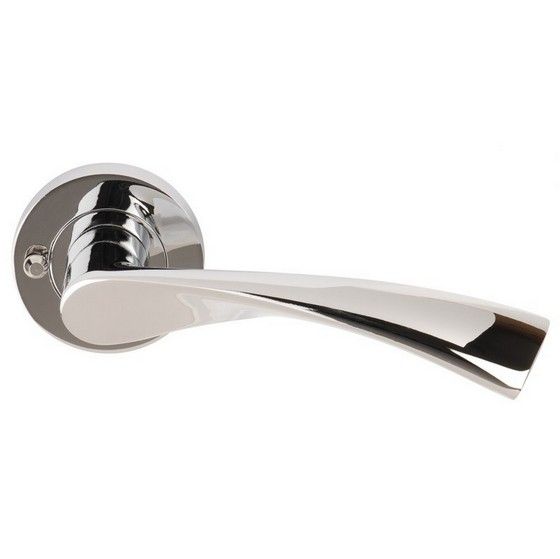 Polished Chrome Flex Lever On Round Rose - Screw Rose - Image 1