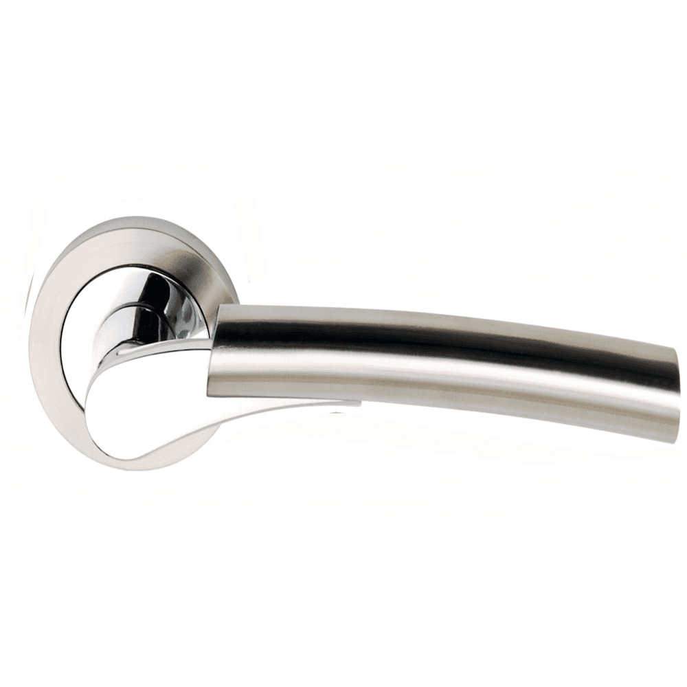 Satin Nickel/Pol Chrome Ult Lever On Round Rose - Screw Rose - Image 1