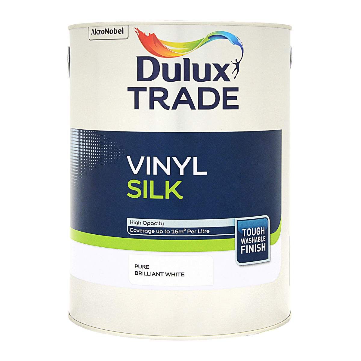 Dulux Trade Vinyl Silk Pure Brilliant White 5L - Image 1