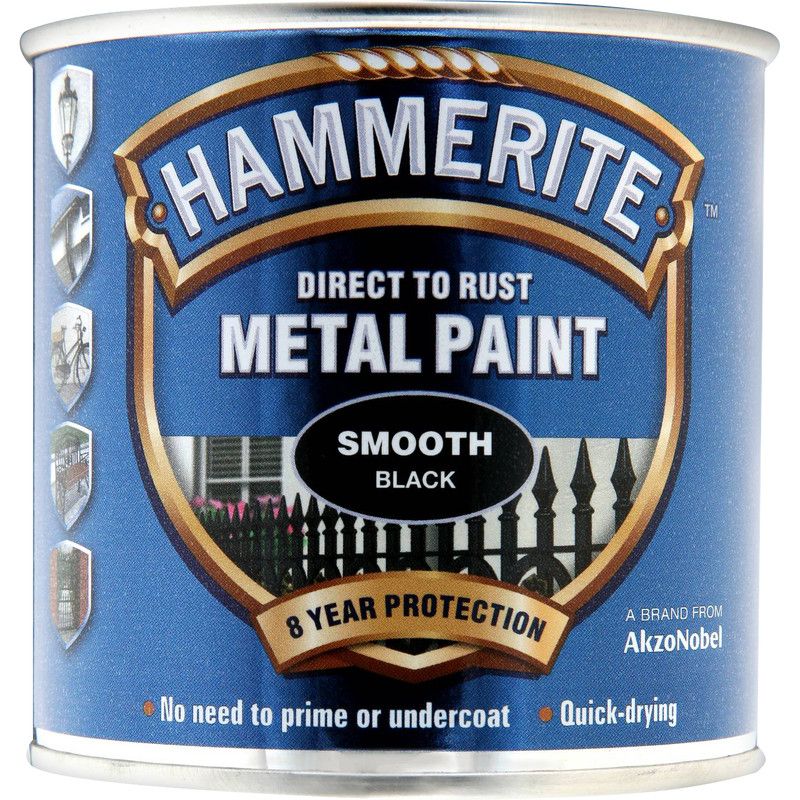 Hammerite Metal Paint Smooth Black 250ml - Image 1