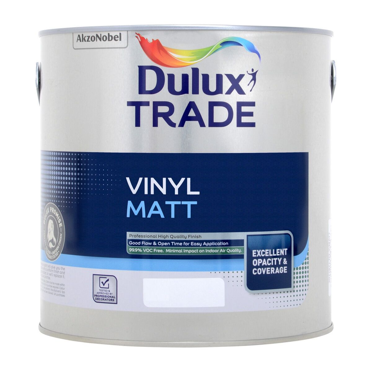 Dulux Trade Vinyl Matt White 2.5L - Image 1