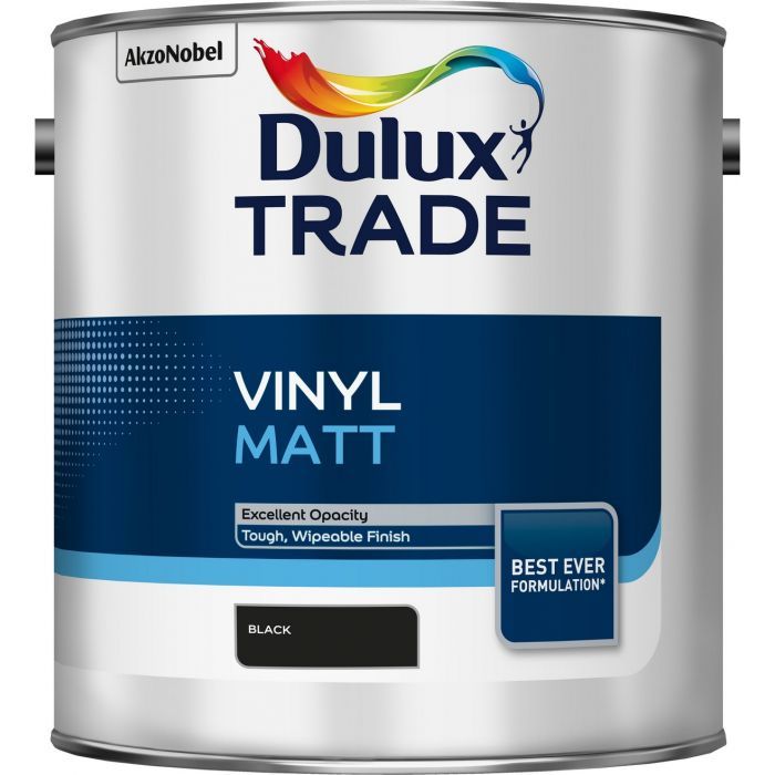 Dulux Trade Vinyl Matt Black 2.5L - Image 1