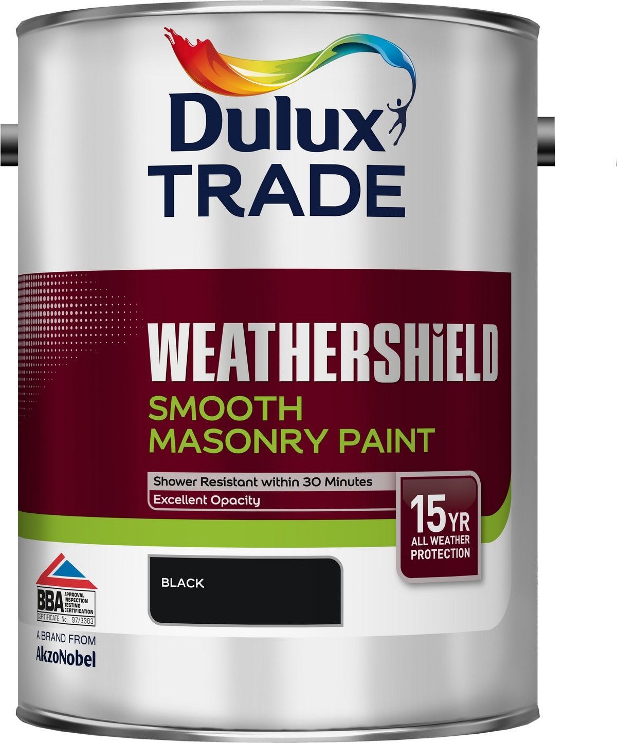 Dulux Trade Weathershield Smooth Masonry Black 5L - Image 1