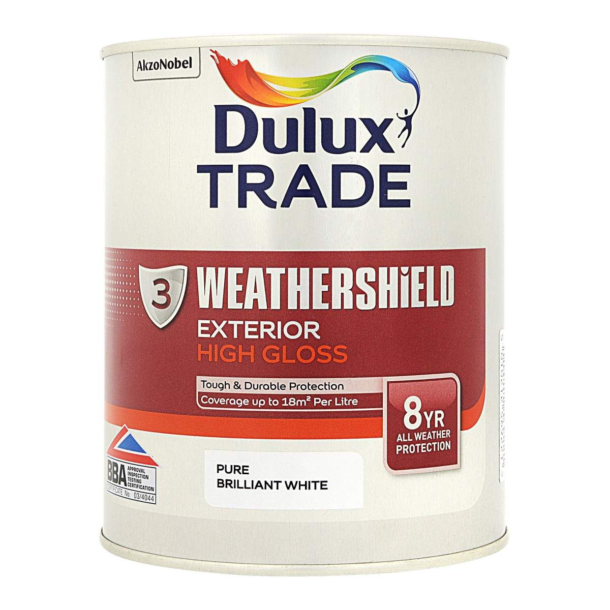 Dulux Trade Weathershield Exterior High Gloss PBWhite 1L - Image 1
