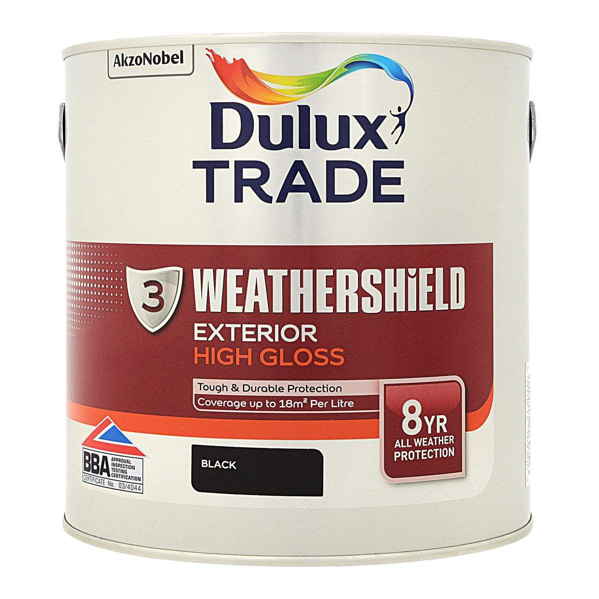 Dulux Trade Weathershield Exterior High Gloss Black 2.5L - Image 1