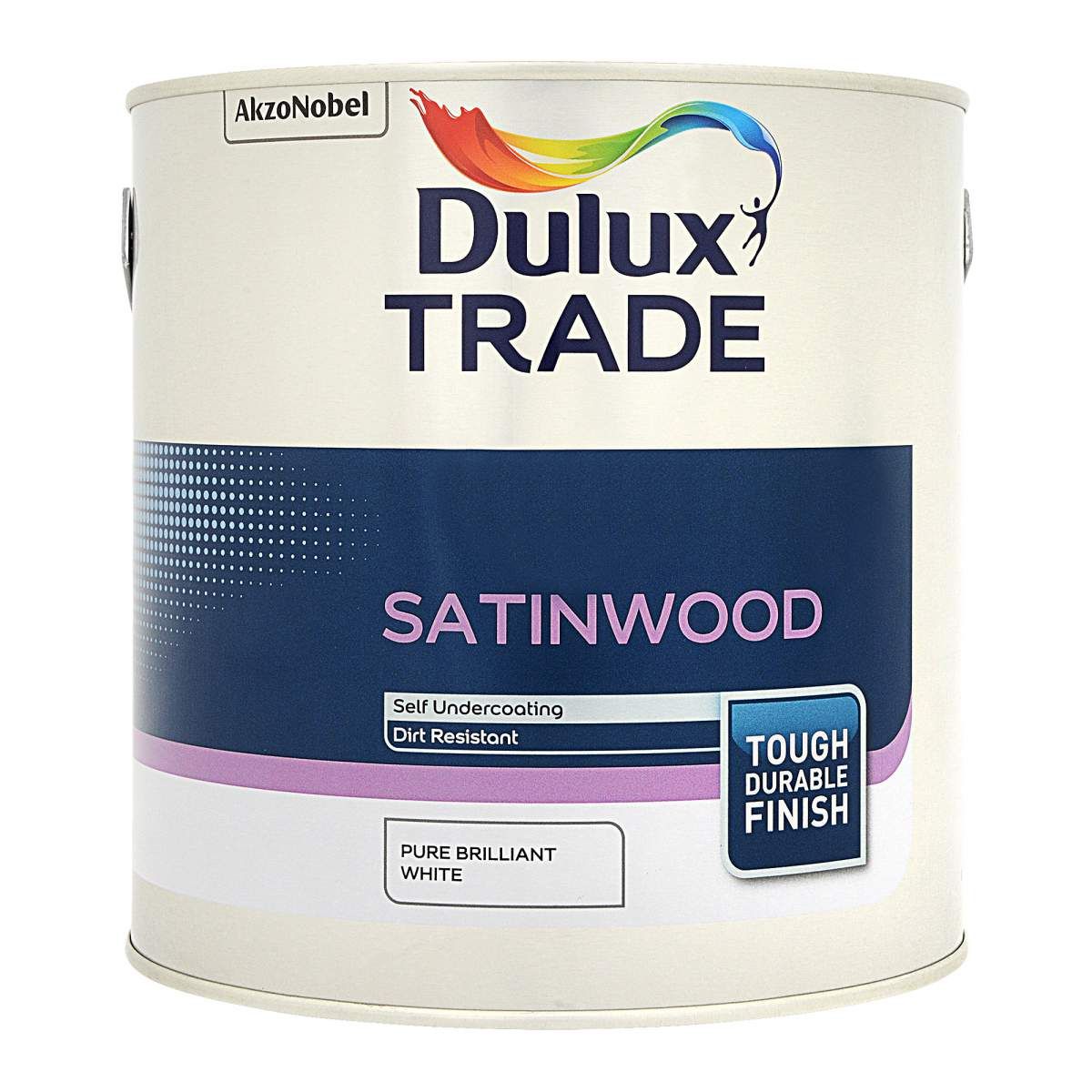 Dulux Trade Satinwood Pure Brilliant White 2.5L - Image 1