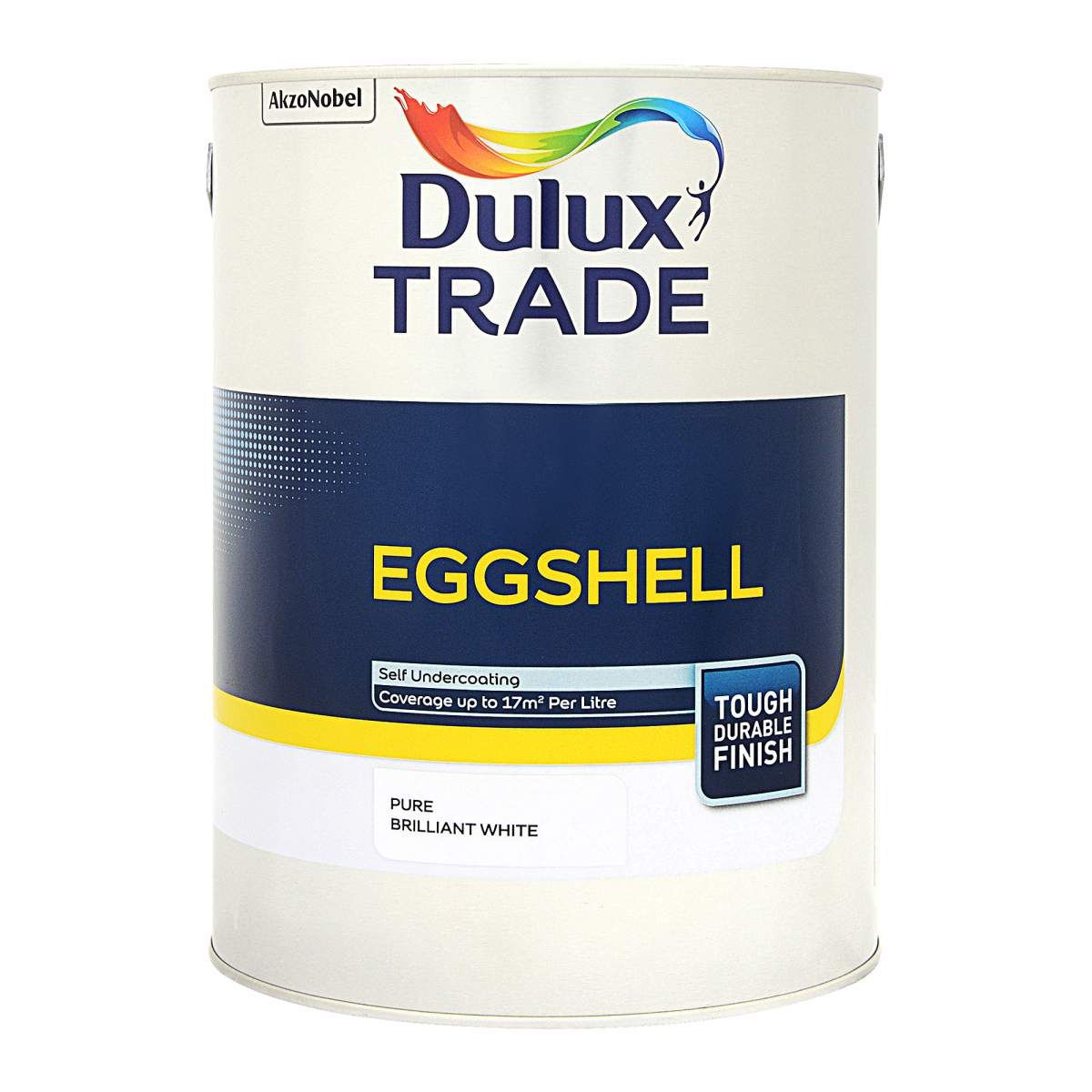 Dulux Trade Eggshell Pure Brilliant White 5L - Image 1