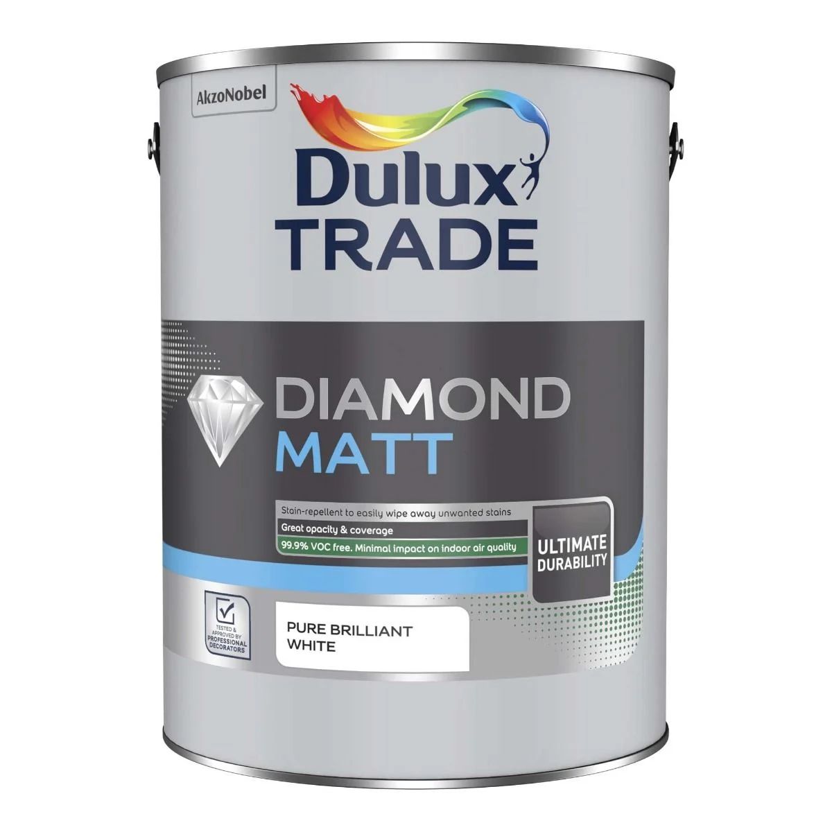 Dulux Trade Diamond Matt Pure Brilliant White 2.5L - Image 1