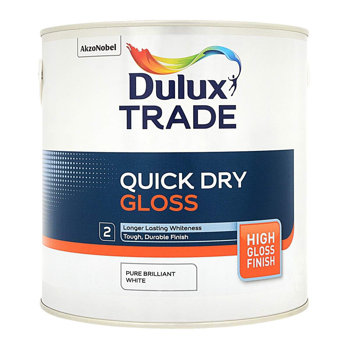 Dulux Trade Quick Dry Gloss Pure Brilliant White 2.5L - Image 1