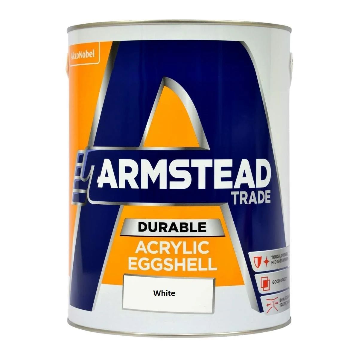 Armstead Trade Durable Acrylic Eggshell White 2.5L - Image 1