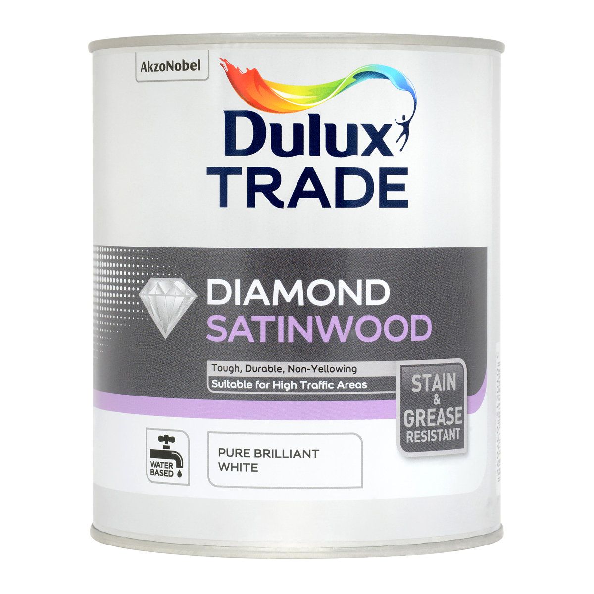 Dulux Trade Diamond Satinwood Pure Brilliant White 1L - Image 1