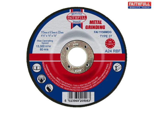 FAI/FULL DEP CENTRE GRIND DISC 115X6.5X22 METAL. - Image 1