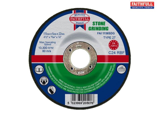 FAI/FULL DEP CENTRE GRIND DISC 115X6X22 STONE - Image 1