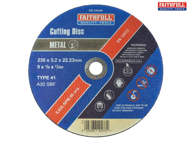 FAI/FULL CUT OFF WHEEL 230MM X 3.2 X 22 METAL. - Image 1