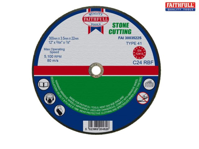 FAI/FULL CUT OFF WHEEL 300MM X 3.5 X 22 STONE. - Image 1