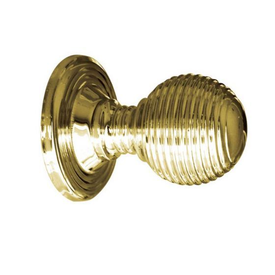 Frelan Reeded Cupboard Knob 28Mm Pc Polished Brass - Image 1