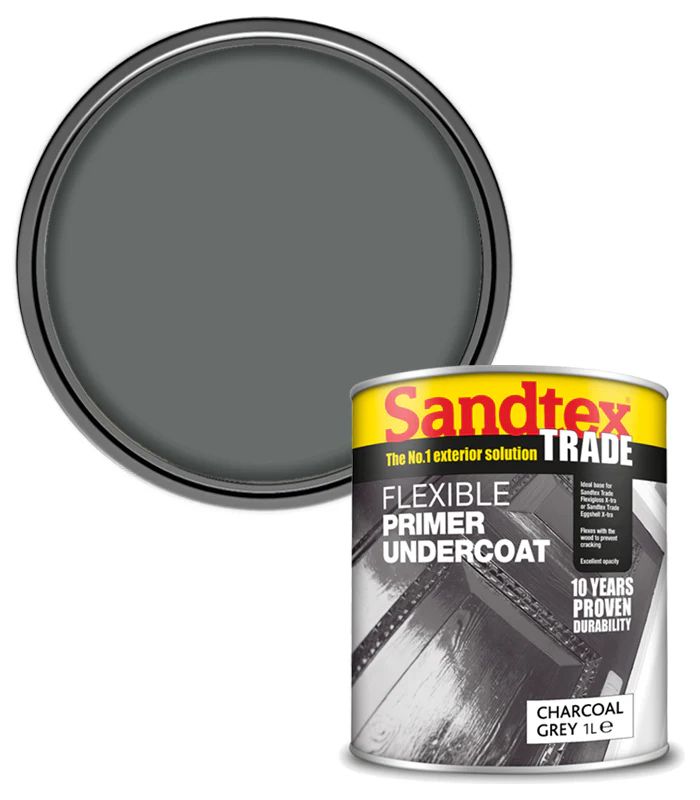 Sandtex Flexible Primer Undercoat Charcoal Grey 1L - Image 1